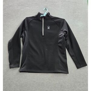 Spyder Men Sweatshirt XL Black 1/2 Zip Fleece Logo Mock Neck Long Sleeve